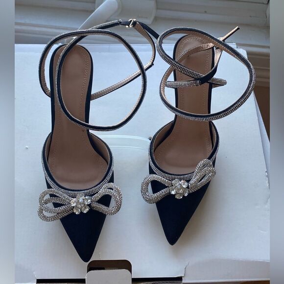 Frankie Hsu Stiletto High Heeled Pumps Sandals, Crystal Rhinestone - Picture 5 of 8